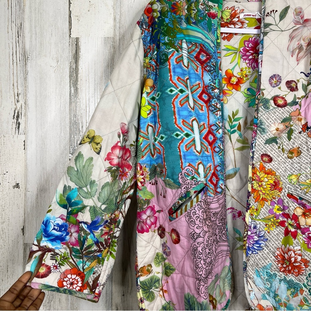 Johnny Was Reversible Dreamer‎ Quilted Jacket M Medium Blooming Floral Patchwork - Picture 7 of 17